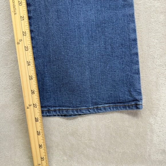 Loft Jeans Women 10/30 Petite Slim Flare Sailor Pocket Hi Rise Medium Wash Denim - Picture 10 of 14